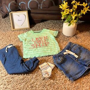 BABY’S 4 Piece Bundle in Excellent Condition All 6-9M shirt and Jogger shorts